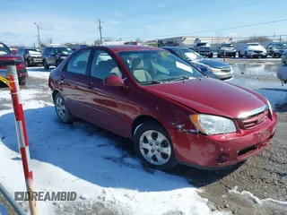 2006 Kia Spectra EX with VIN KNAFE121065312593, listed as a IAAI auction lot 41889206 with 109,216 mi miles. Bid and sale history available at carsss.com. Image 1.