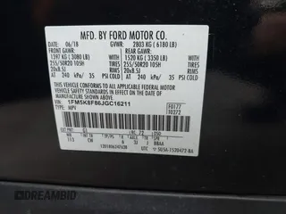 2018 Ford Explorer Limited z VIN 1FM5K8F86JGC16211, wystawiony jako IAAI lot #42612276 z przebiegiem 82 949 mil mil oraz . Historia ofert i sprzedaży dostępna na DreamBid. Obrazek 9.
