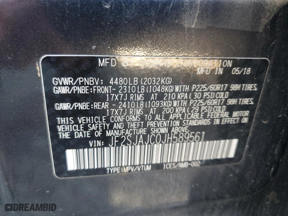 2018 Subaru Forester Limited with VIN JF2SJAJC0JH589561, listed as a Copart auction lot 41409225 with 308,000 mi miles and Clean Title. Bid and sale history available at carsss.com. Image 13.