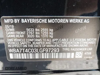 2020 BMW 7 Series 740i xDrive with VIN WBA7T4C03LGF97293, listed as a IAAI auction lot 40189953 with 64,936 mi miles and . Bid and sale history available at DreamBid. Image 9.