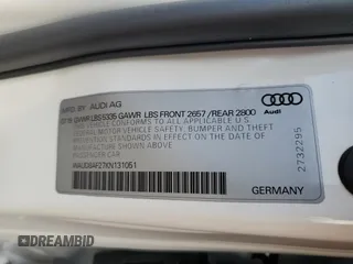 2019 Audi A6 Premium with VIN WAUD8AF27KN131051, listed as a Copart auction lot 70154252 with 27,035 mi miles. Bid and sale history available at carsss.com. Image 14.