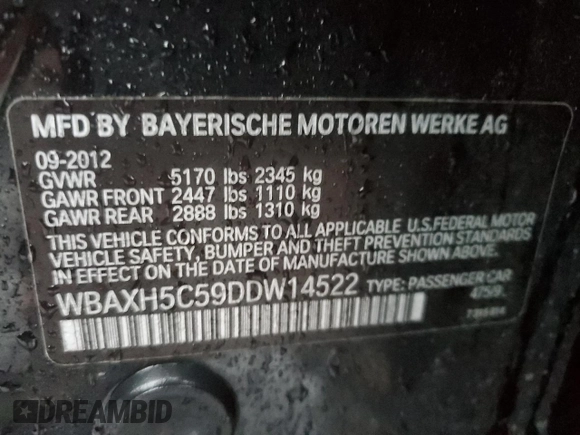 2013 BMW 5 Series 528i xDrive с VIN WBAXH5C59DDW14522, выставлен на аукционе Copart как лот 85875244 с пробегом 106 400 миль миль и Чистый • Clean title. История ставок и продаж доступна на DreamBid. Изображение 12.