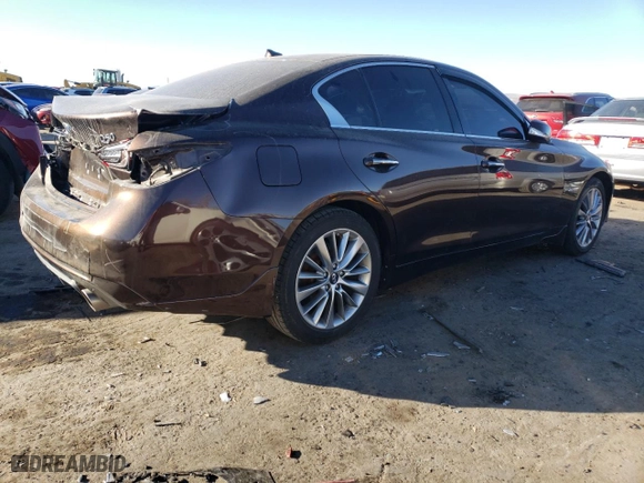 2018 Infiniti Q50 2.0t PURE with VIN JN1CV7AP8JM241062, listed as a Copart auction lot 83631464 with 90,501 mi miles and Salvage Title. Bid and sale history available at carsss.com. Image 3.