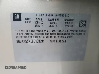 2015 Cadillac CTS Luxury RWD with VIN 1G6AR5SX0F0133791, listed as a Copart auction lot 78243084 with 76,498 mi miles and Salvage Title. Bid and sale history available at DreamBid. Image 13.