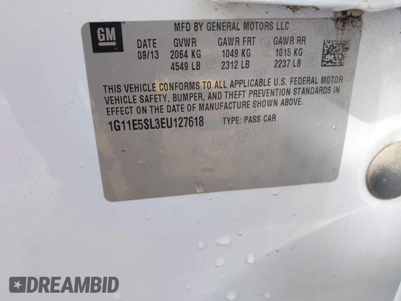 2014 Chevrolet Malibu LT with VIN 1G11E5SL3EU127618, listed as a IAAI auction lot 41322518 with 145,369 mi miles and . Bid and sale history available at DreamBid. Image 9.