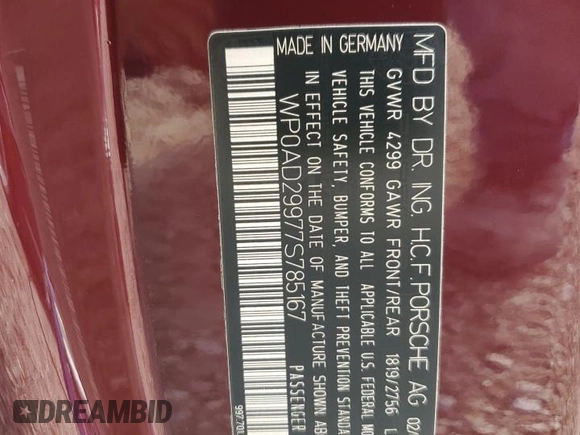 2007 Porsche 911 Turbo z VIN WP0AD29977S785167, wystawiony jako Copart lot #73803074 z przebiegiem 18 960 mil mil oraz Szkoda całkowita • Salvage title. Historia ofert i sprzedaży dostępna na DreamBid. Obrazek 13.