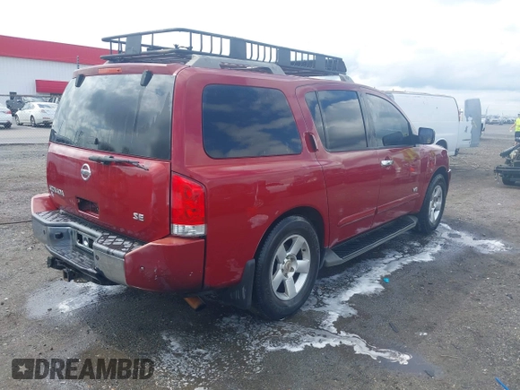 2007 Nissan Armada SE z VIN 5N1BA08AX7N720188, wystawiony jako IAAI lot #42211544 z przebiegiem 252 587 mil mil oraz . Historia ofert i sprzedaży dostępna na DreamBid. Obrazek 4.