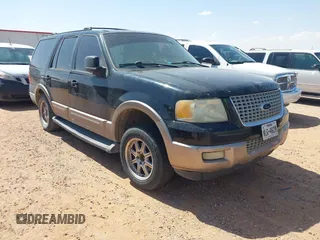 2003 Ford Expedition Eddie Bauer z VIN 1FMRU17WX3LB52071, wystawiony jako IAAI lot #42381565 z przebiegiem Nie podano mil oraz . Historia ofert i sprzedaży dostępna na DreamBid. Obrazek 1.
