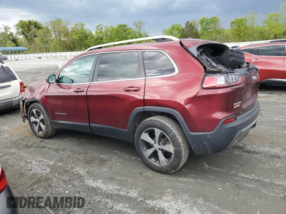 2019 Jeep Cherokee Limited with VIN 1C4PJMDX8KD218158, listed as a Copart auction lot 52881615 with 105,303 mi miles and Salvage Title. Bid and sale history available at DreamBid. Image 2.