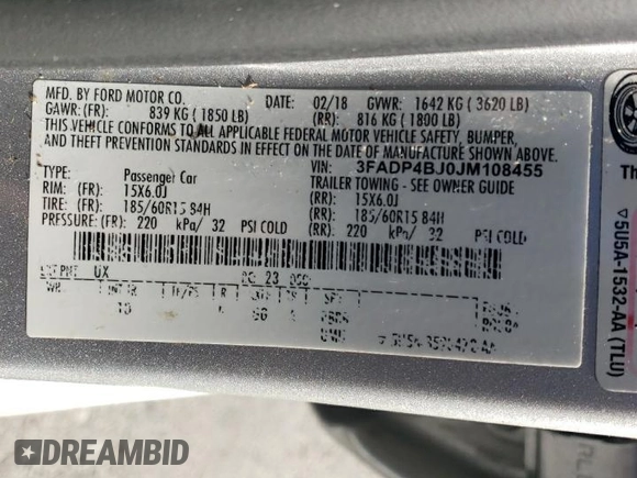2018 Ford Fiesta SE with VIN 3FADP4BJ0JM108455, listed as a Copart auction lot 49697875 with 77,238 mi miles and Salvage Title. Bid and sale history available at carsss.com. Image 14.