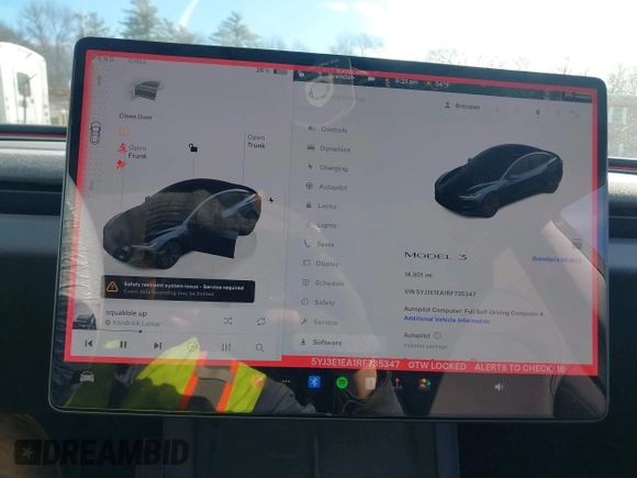 2024 Tesla Model 3 with VIN 5YJ3E1EA1RF735347, listed as a IAAI auction lot 41810655 with 14,901 mi miles. Bid and sale history available at carsss.com. Image 18.