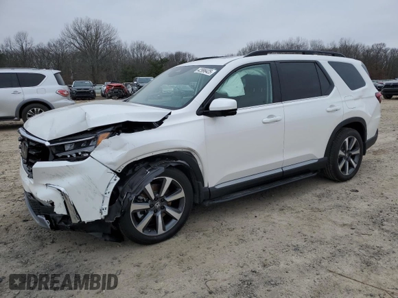 2025 Honda Pilot Elite with VIN 5FNYG1H82SB058680, listed as a Copart auction lot 42996425 with 9,890 mi miles and Salvage Title. Bid and sale history available at DreamBid. Image 1.