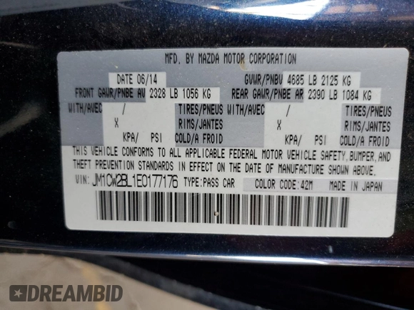 2014 Mazda 5 Sport with VIN JM1CW2BL1E0177176, listed as a Copart auction lot 70707784 with 113,071 mi miles and Salvage Title. Bid and sale history available at DreamBid. Image 15.