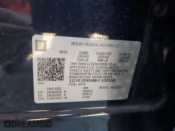 2019 Cadillac XT4 AWD Sport with VIN 1GYFZFR48KF100558, listed as a Copart auction lot 80749134 with 61,389 mi miles and Salvage title. Bid and sale history available at DreamBid. Image 13.