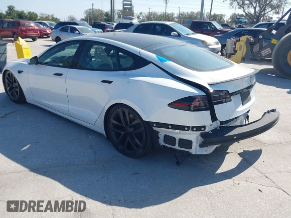 2022 Tesla Model S Plaid with VIN 5YJSA1E64NF484904, listed as a IAAI auction lot 41594464 with 25,299 mi miles and . Bid and sale history available at DreamBid. Image 3.