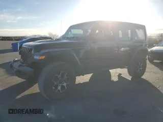 2021 Jeep Wrangler Unlimited Rubicon with VIN 1C4HJXFN4MW517400, listed as a Copart auction lot 44439525 with 31,874 mi miles and Salvage Title. Bid and sale history available at DreamBid. Image 1.