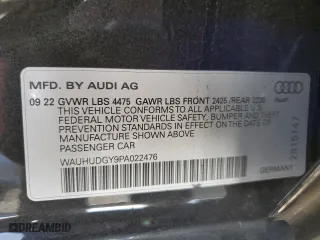 2023 Audi A3 Premium Plus with VIN WAUHUDGY9PA022476, listed as a Copart auction lot 85171164 with 23,630 mi miles and Salvage Title. Bid and sale history available at carsss.com. Image 13.