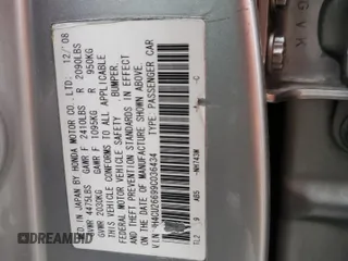 2009 Acura TSX z VIN JH4CU26699C036434, wystawiony jako Copart lot #56143595 z przebiegiem 153 425 mil mil oraz Szkoda całkowita • Salvage title. Historia ofert i sprzedaży dostępna na DreamBid. Obrazek 12.