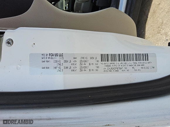2015 Ram Cargo Van Tradesman with VIN 2C4JRGAG5FR679647, listed as a Copart auction lot 45189895 with 138,072 mi miles and Clean Title. Bid and sale history available at carsss.com. Image 13.
