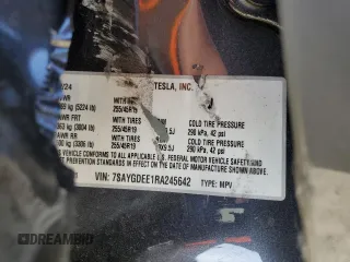 2024 Tesla Model Y Long Range with VIN 7SAYGDEE1RA245642, listed as a Copart auction lot 55490385 with Not provided miles and Salvage title. Bid and sale history available at DreamBid. Image 14.