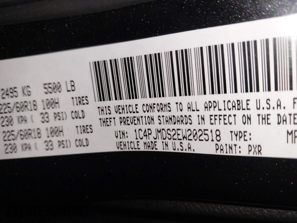2014 Jeep Cherokee Limited with VIN 1C4PJMDS2EW202518, listed as a IAAI auction lot 41911156 with 119,533 mi miles. Bid and sale history available at carsss.com. Image 9.