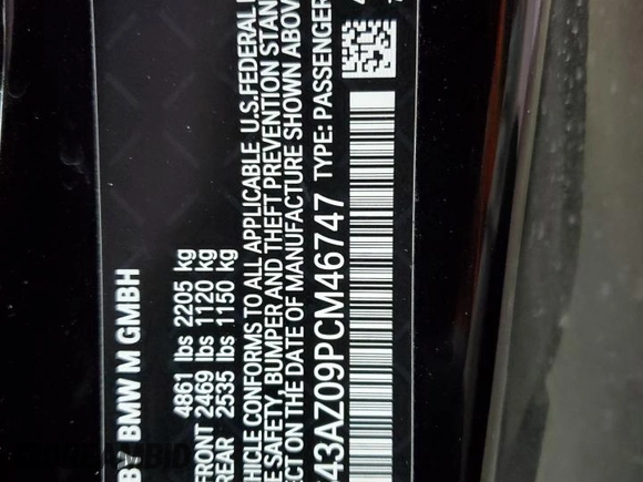2023 BMW M4 Competition xDrive z VIN WBS43AZ09PCM46747, wystawiony jako Copart lot #42452635 z przebiegiem 20 039 mil mil oraz Szkoda całkowita • Salvage title. Historia ofert i sprzedaży dostępna na DreamBid. Obrazek 12.