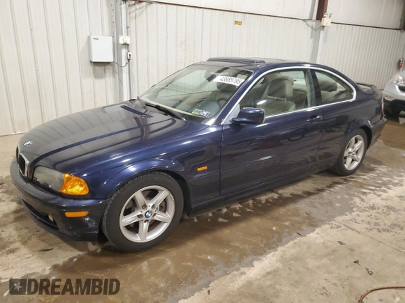 2001 BMW 3 Series 325Ci with VIN WBABN33491JW55177, listed as a Copart auction lot 43685795 with 120,610 mi miles and Salvage Title. Bid and sale history available at carsss.com. Image 1.