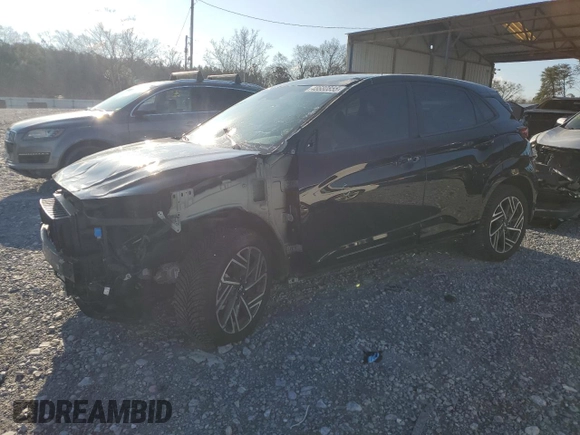 2023 Hyundai Kona N Line with VIN KM8K33A36PU009617, listed as a Copart auction lot 48680855 with 39,012 mi miles and Salvage Title. Bid and sale history available at carsss.com. Image 1.