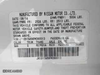 2015 Infiniti Q50 with VIN JN1BV7ARXFM390013, listed as a IAAI auction lot 41767784 with 175,739 mi miles. Bid and sale history available at carsss.com. Image 9.