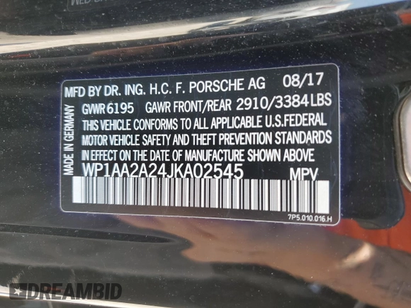 2018 Porsche Cayenne z VIN WP1AA2A24JKA02545, wystawiony jako Copart lot #66330414 z przebiegiem 55 605 mil mil oraz Szkoda całkowita • Salvage title. Historia ofert i sprzedaży dostępna na DreamBid. Obrazek 14.
