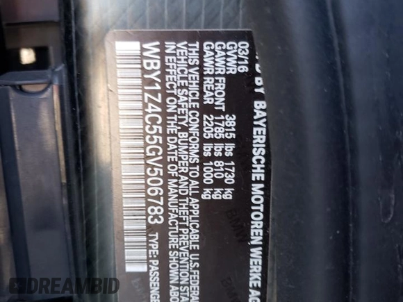 2016 BMW i3 с VIN WBY1Z4C55GV506783, выставлен на аукционе Copart как лот 45527555 с пробегом Не указан миль и Списание • Salvage title. История ставок и продаж доступна на DreamBid. Изображение 12.