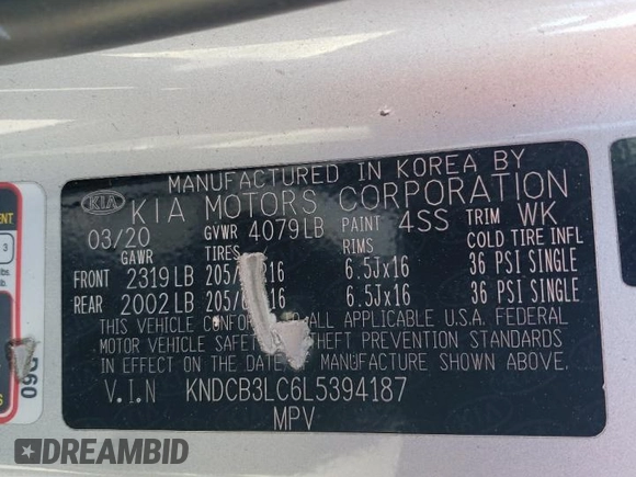2020 Kia Niro LX with VIN KNDCB3LC6L5394187, listed as a Copart auction lot 45943335 with 163,704 mi miles and Salvage Title. Bid and sale history available at carsss.com. Image 16.