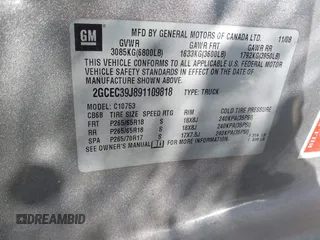 2009 Chevrolet Silverado 1500 with VIN 2GCEC39J891109818, listed as a IAAI auction lot 41302124 with Not Provided miles and . Bid and sale history available at DreamBid. Image 9.