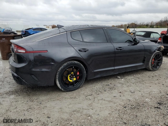 2023 Kia Stinger GT2 with VIN KNAE55LC9P6127666, listed as a Copart auction lot 80554914 with 26,500 mi miles and Salvage Title. Bid and sale history available at carsss.com. Image 3.