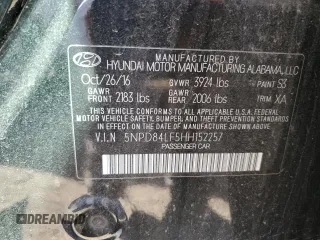 2017 Hyundai Elantra SE with VIN 5NPD84LF5HH152257, listed as a Copart auction lot 47344035 with 44,343 mi miles and Salvage Title. Bid and sale history available at DreamBid. Image 12.