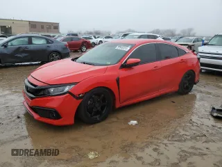 2019 Honda Civic Sport with VIN 2HGFC2F8XKH524282, listed as a Copart auction lot 37640334 with 74,704 mi miles and Salvage title. Bid and sale history available at DreamBid. Image 1.