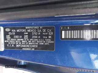 2019 Kia Forte LXS with VIN 3KPF24AD2KE124858, listed as a IAAI auction lot 41073436 with 95,218 mi miles. Bid and sale history available at carsss.com. Image 9.