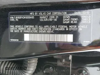 2019 Volvo S60 Momentum with VIN 7JR102FK2KG009495, listed as a Copart auction lot 50969904 with 41,213 mi miles. Bid and sale history available at carsss.com. Image 12.