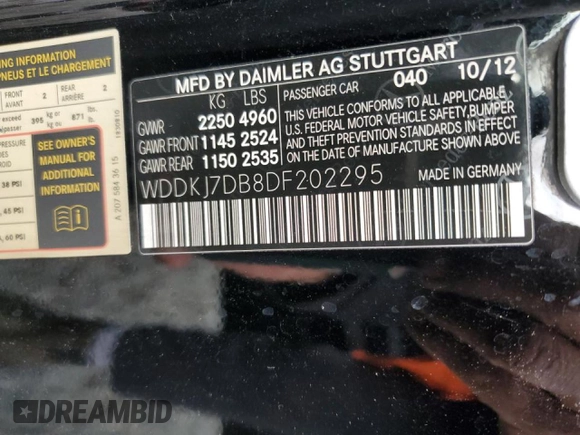2013 Mercedes-Benz E 550 z VIN WDDKJ7DB8DF202295, wystawiony jako Copart lot #47664525 z przebiegiem 150 329 mil mil oraz Szkoda całkowita • Salvage title. Historia ofert i sprzedaży dostępna na DreamBid. Obrazek 12.
