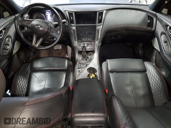 2020 Infiniti Q50 Red Sport 400 with VIN JN1FV7AR5LM660262, listed as a Copart auction lot 42776785 with 21,617 mi miles and Salvage Title. Bid and sale history available at carsss.com. Image 8.