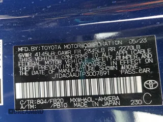 2023 Toyota Prius LE z VIN JTDACAAU1P3007891, wystawiony jako Copart lot #54724345 z przebiegiem 17 775 mil mil oraz Szkoda całkowita • Salvage title. Historia ofert i sprzedaży dostępna na DreamBid. Obrazek 13.