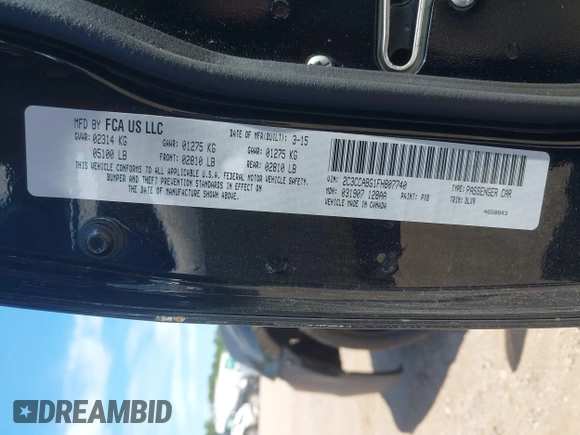 2015 Chrysler 300 with VIN 2C3CCABG1FH807740, listed as a IAAI auction lot 40246268 with 174,037 mi miles. Bid and sale history available at carsss.com. Image 9.