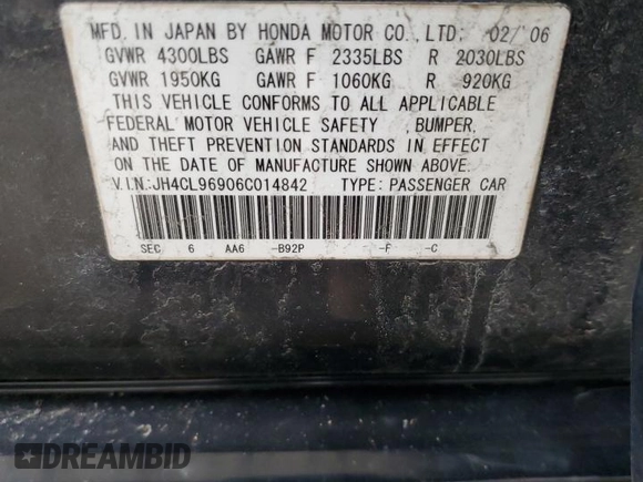 2006 Acura TSX Navi with VIN JH4CL96906C014842, listed as a Copart auction lot 49732255 with 7,679 mi miles and Salvage Title. Bid and sale history available at carsss.com. Image 12.