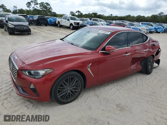 2019 Genesis G70 Advanced z VIN KMTG64LA4KU015493, wystawiony jako Copart lot #55464615 z przebiegiem 34 967 mil mil oraz Nie do naprawy • Non repairable. Historia ofert i sprzedaży dostępna na DreamBid. Obrazek 1.