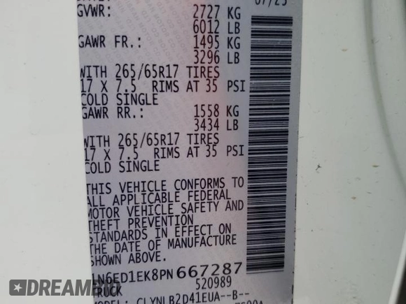 2023 Nissan Frontier SV with VIN 1N6ED1EK8PN667287, listed as a Copart auction lot 50920015 with 34,414 mi miles and Salvage title. Bid and sale history available at DreamBid. Image 12.
