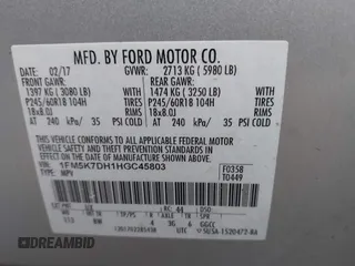 2017 Ford Explorer XLT с VIN 1FM5K7DH1HGC45803, выставлен на аукционе IAAI как лот 42274276 с пробегом 116 310 миль миль и . История ставок и продаж доступна на DreamBid. Изображение 9.