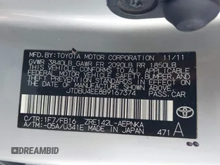 2011 Toyota Corolla L with VIN JTDBU4EE8B9167374, listed as a IAAI auction lot 41312318 with 189,903 mi miles. Bid and sale history available at carsss.com. Image 9.