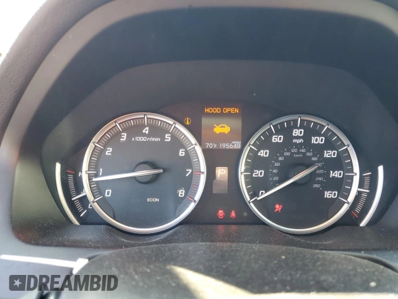 2016 Acura TLX with VIN 19UUB1F33GA015164, listed as a Copart auction lot 43807375 with 195,648 mi miles and Salvage Title. Bid and sale history available at carsss.com. Image 9.