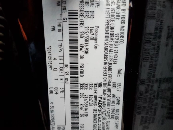 2018 Ford Focus SE with VIN 1FADP3FE9JL244270, listed as a Copart auction lot 44072385 with 111,749 mi miles and Salvage Title. Bid and sale history available at DreamBid. Image 12.