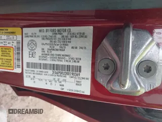 2019 Ford Fusion Titanium с VIN 3FA6P0RU2KR190369, выставлен на аукционе IAAI как лот 42193379 с пробегом 60 325 миль миль и . История ставок и продаж доступна на DreamBid. Изображение 9.